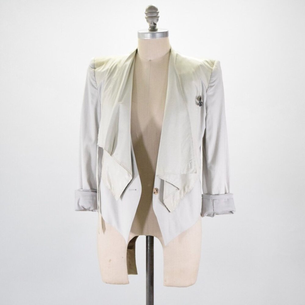 Helmut Lang Light Gray Draped Leather Blazer - Picture 2 of 13